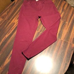 Burgundy/red leggings pants skinny